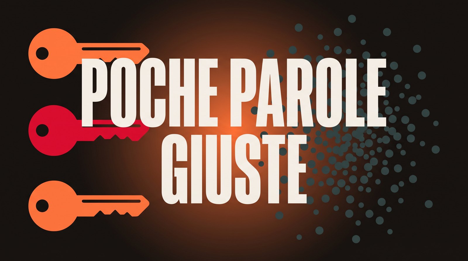 Tre chiavi allineate accanto a una nuvola di puntini sparsi