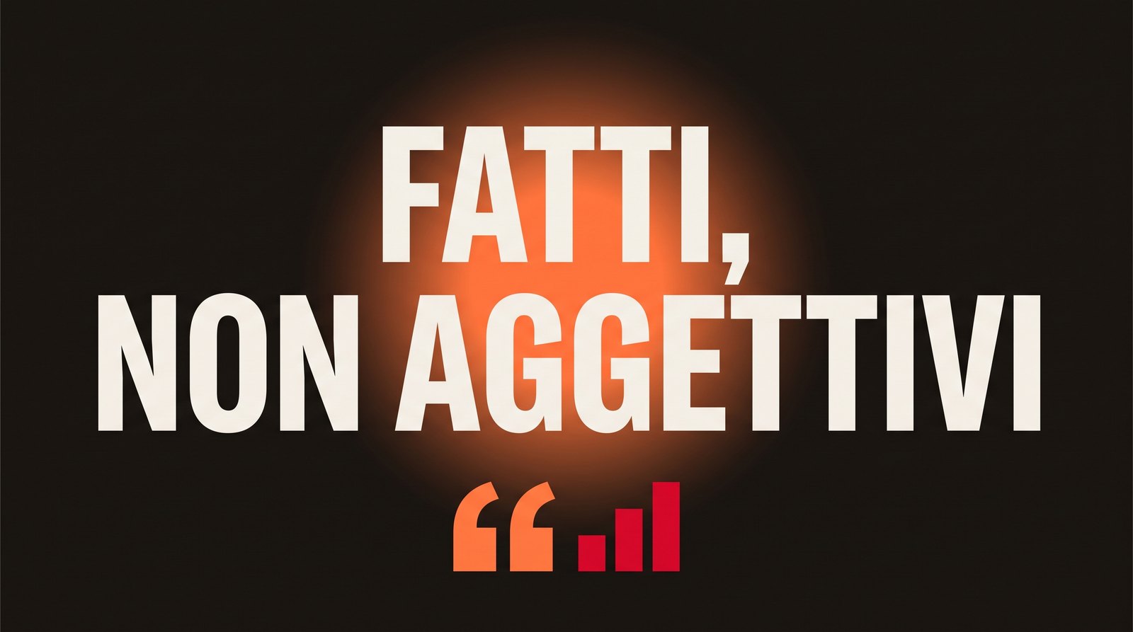 Un segno di virgolette accanto a un piccolo grafico a barre