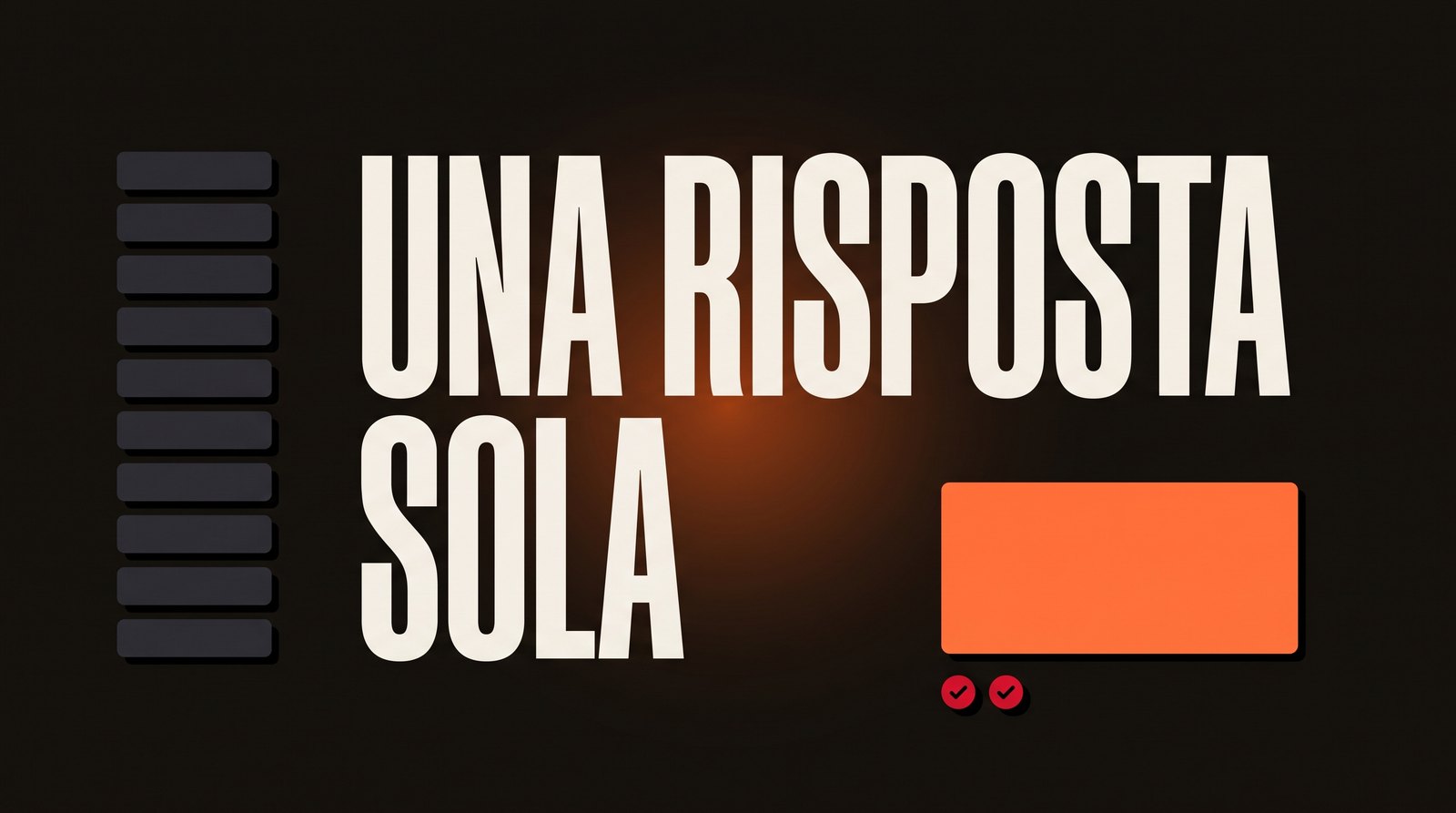 Dieci risultati impilati accanto a un unico riquadro di risposta