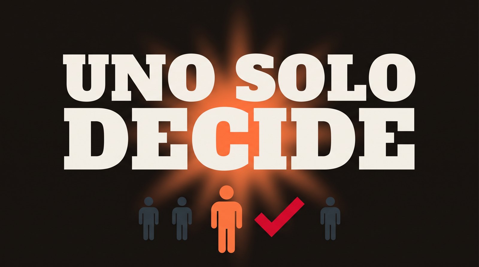 Cinque figure di cui una sola in evidenza con una spunta