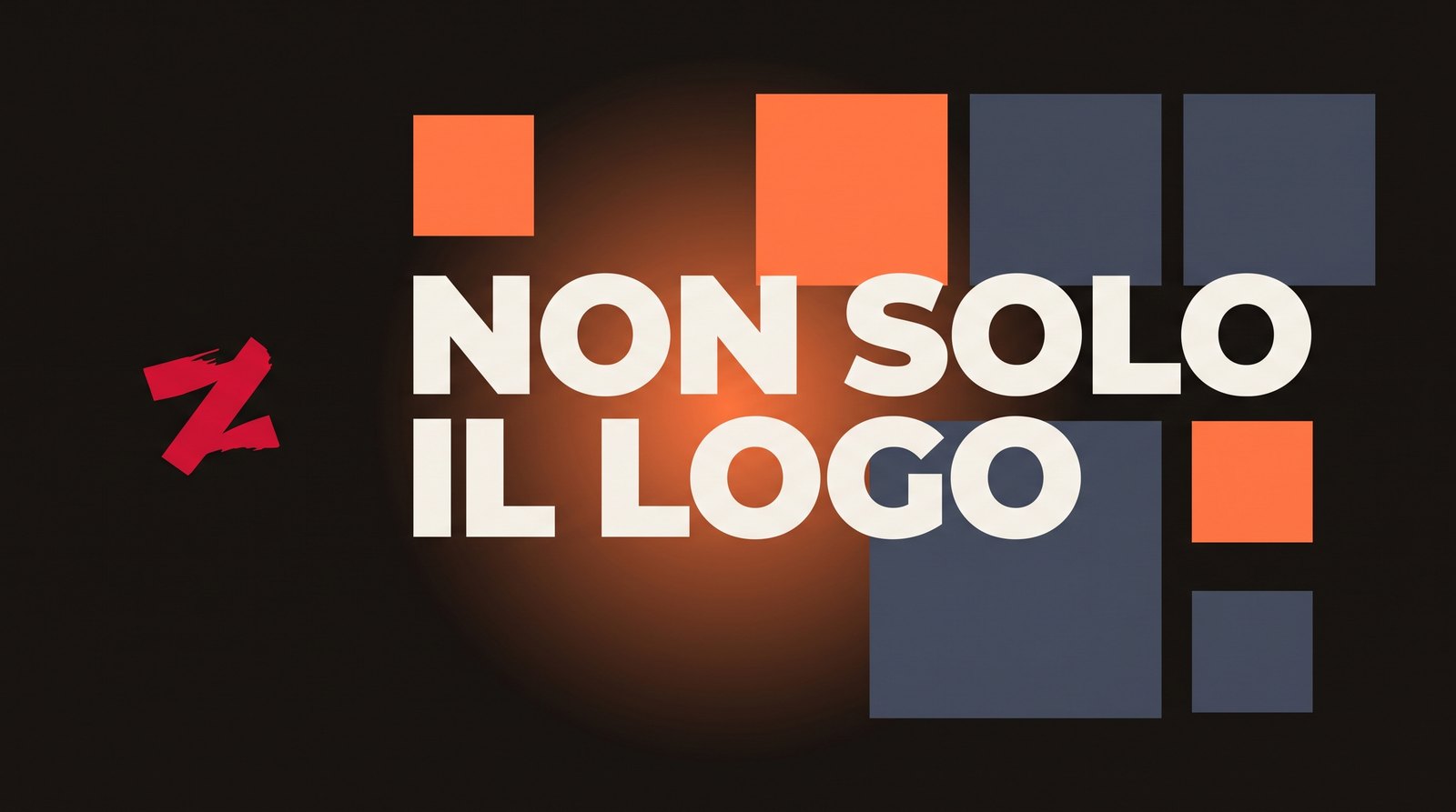 Un piccolo marchio accanto a campioni di colore e blocchi di impaginazione