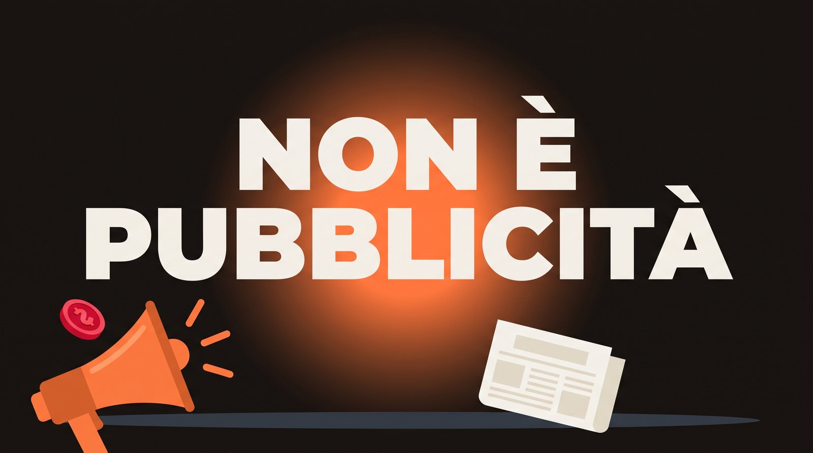 Un megafono con una moneta da una parte, un giornale senza moneta dall’altra