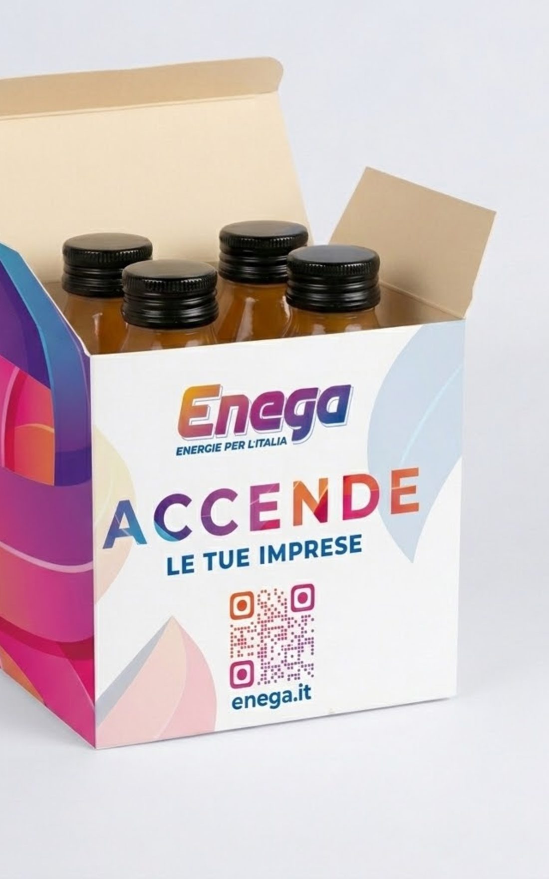 Packaging promozionale Enega &laquo;Accende le tue imprese&raquo;